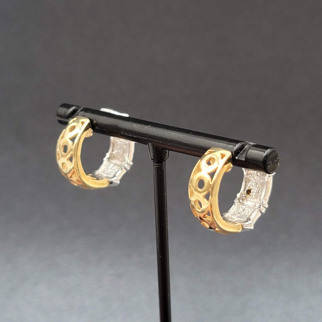 Reversible Pierced Earrings Gold Plated Silver Plated Rhinestone Hoops 5/8"