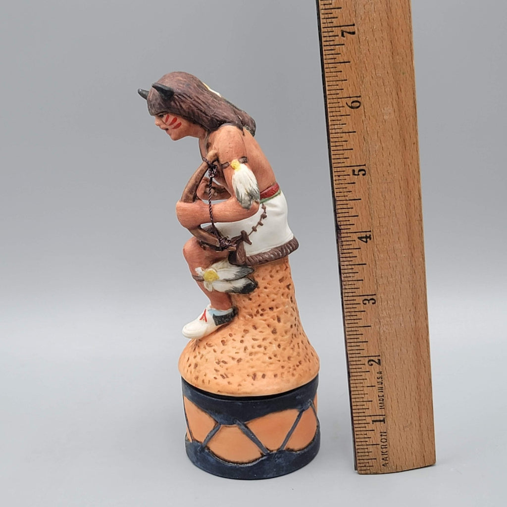 Vintage Ski Country Buffalo Dancer Mini 50ml Bourbon Whiskey Decanter 1980 6.5"