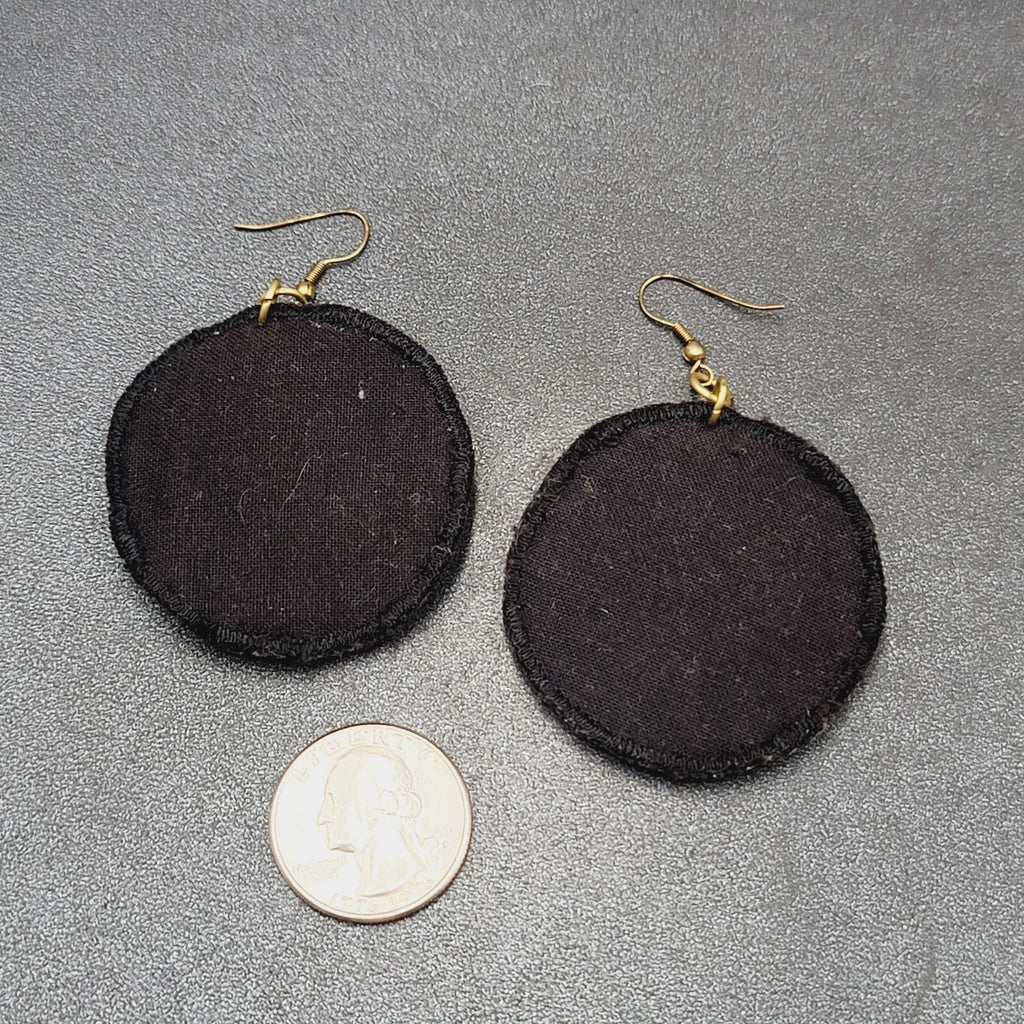 Boho Pierced Earrings Beaded Felt Medallion Dangle 1.75"