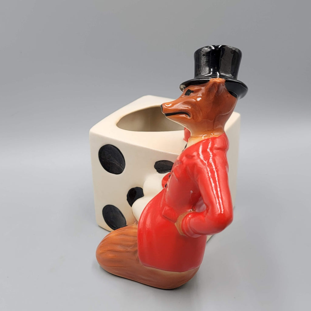 Vintage Jim Beam Fox Swizzle Stick Holder 1981 Dice Ceramic