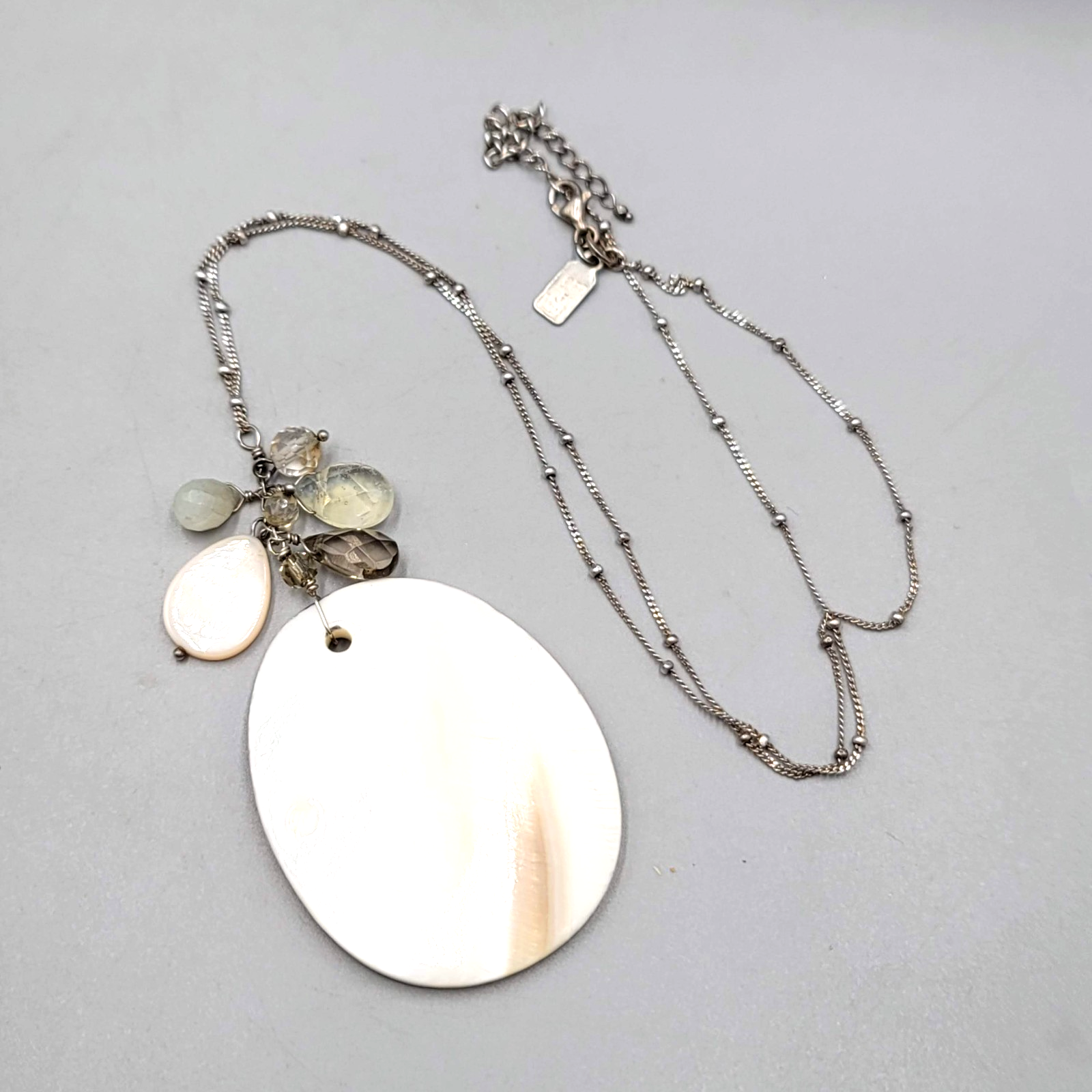 J Jill Shell Pendant Sterling Silver Necklace 20 - 22 in Station Chain 925