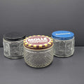 Lot of 3 Vintage Molle Barbosol Shaving Cream Embossed Glass Jars