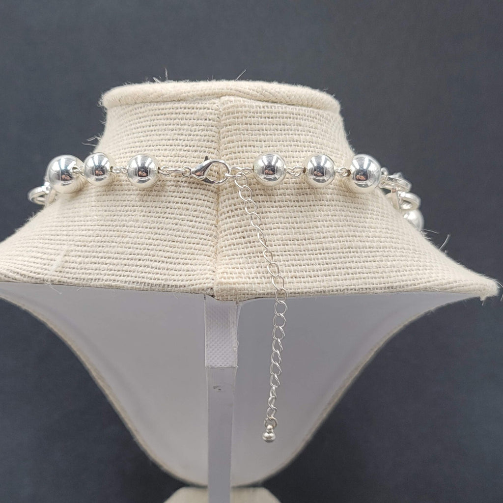 Necklace Silver tone Ball and Link Chain Statement Large Bead 18"-21"