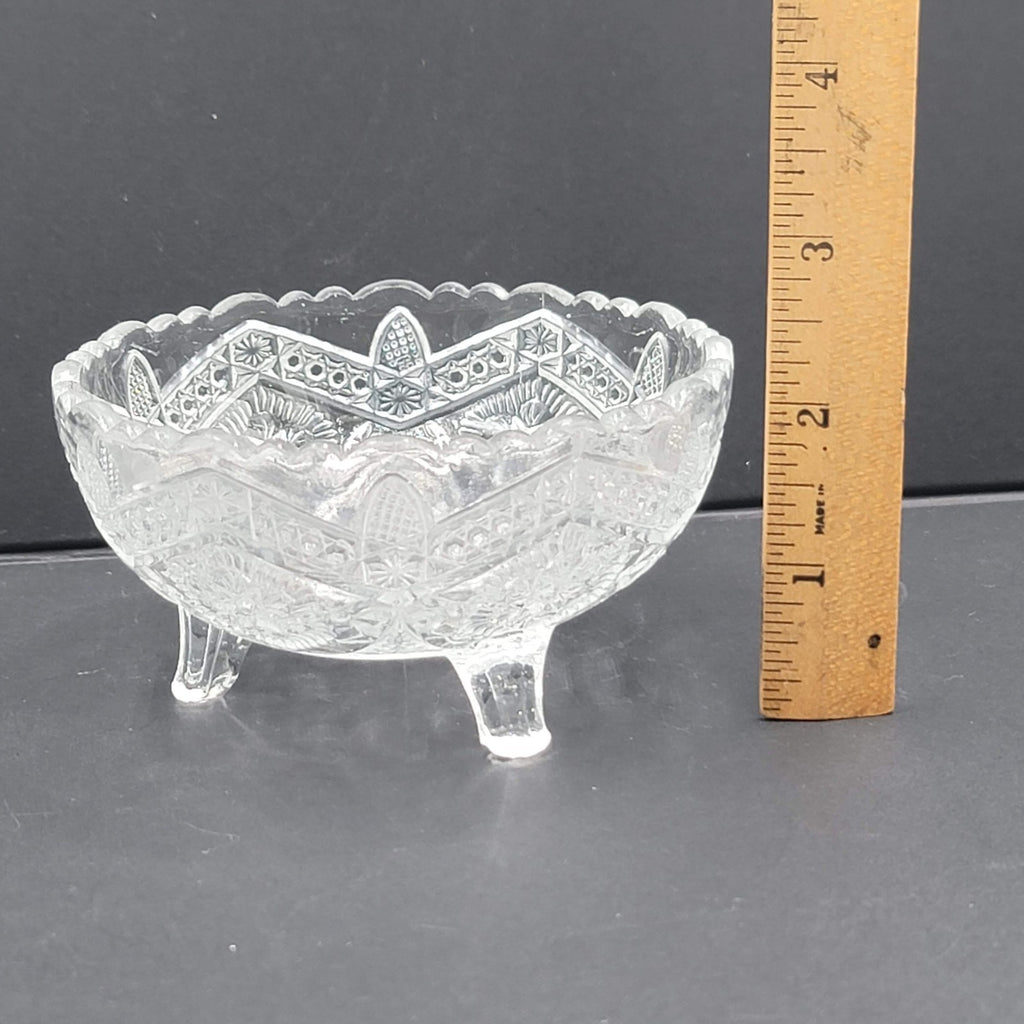 Vintage 3 Footed Bowl Pressed Glass 4" x 2.5"