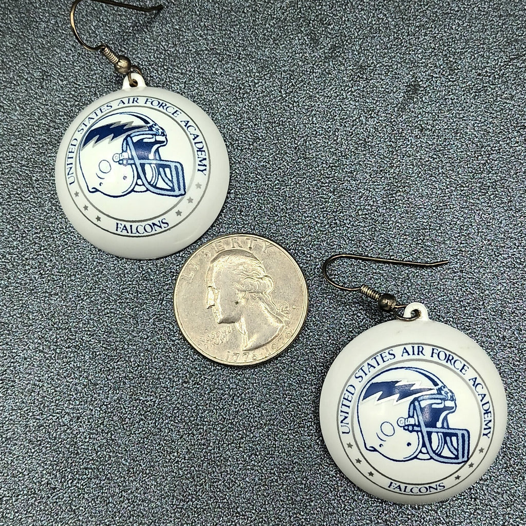 Lot of 4 Pairs Pierced Earrings Blue White US Air Force Academy Falcons Football