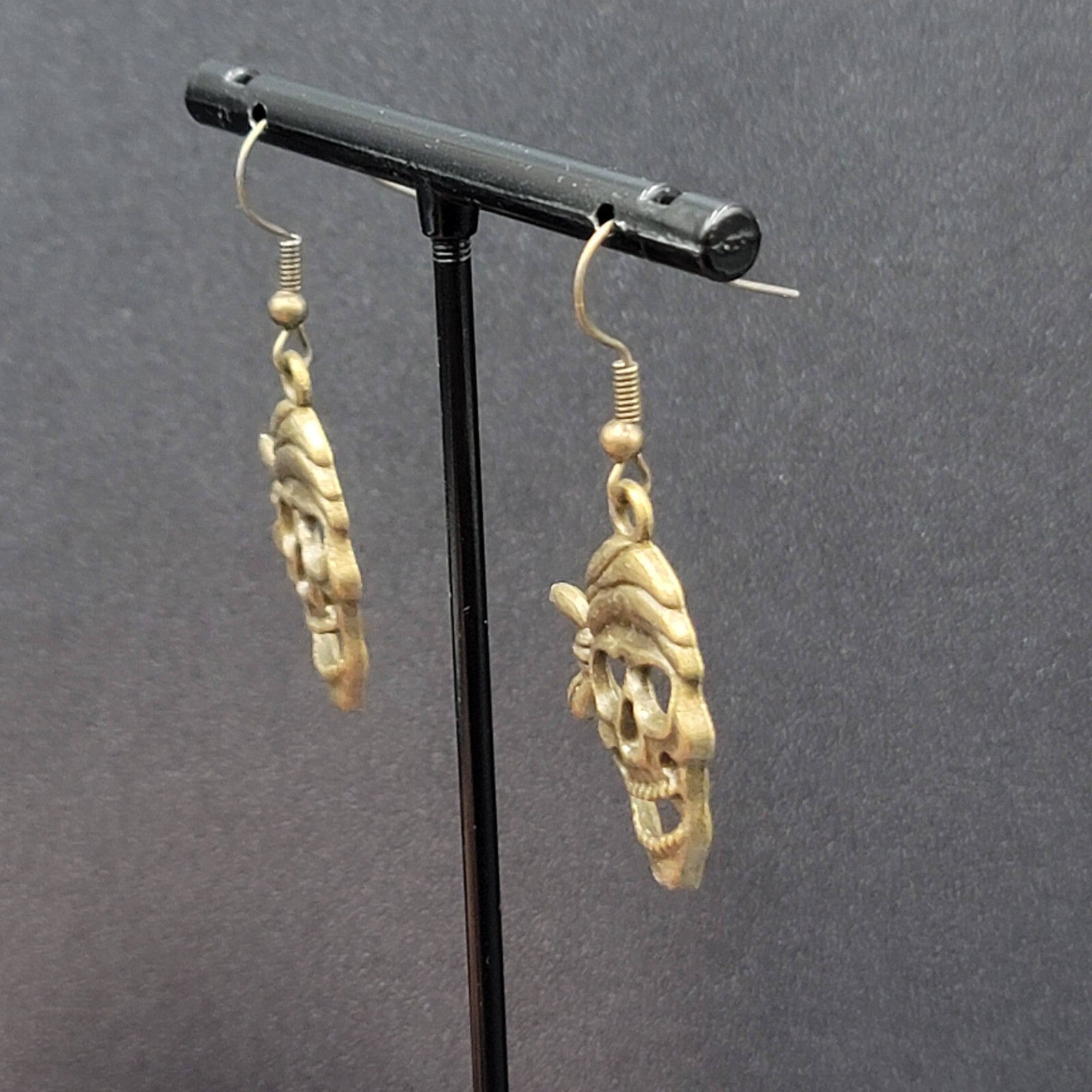 New Pirate Pierced Earrings Bronze tone Dangle 1 1/8"