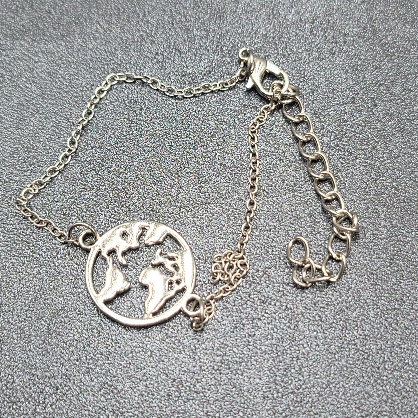 Globe Ankle Bracelet Silver tone Adjustable 7.5" - 9.5"