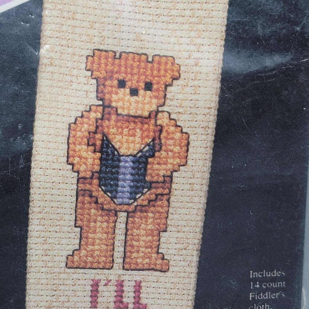 Banar Designs Counted Cross Stitch Country Primitive Bookmark Teddy Bear
