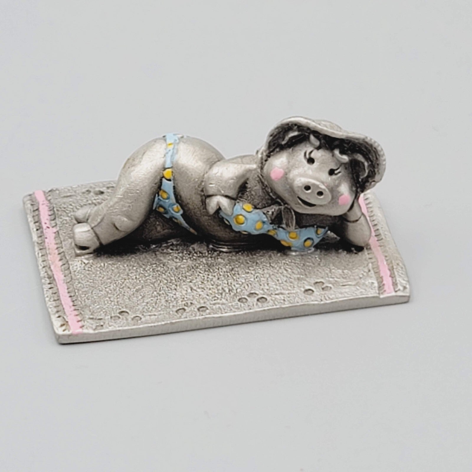 VTG Hudson Fine Pewter Pig wear swimsuit Anthropomorphic Miniature Figurine 3428