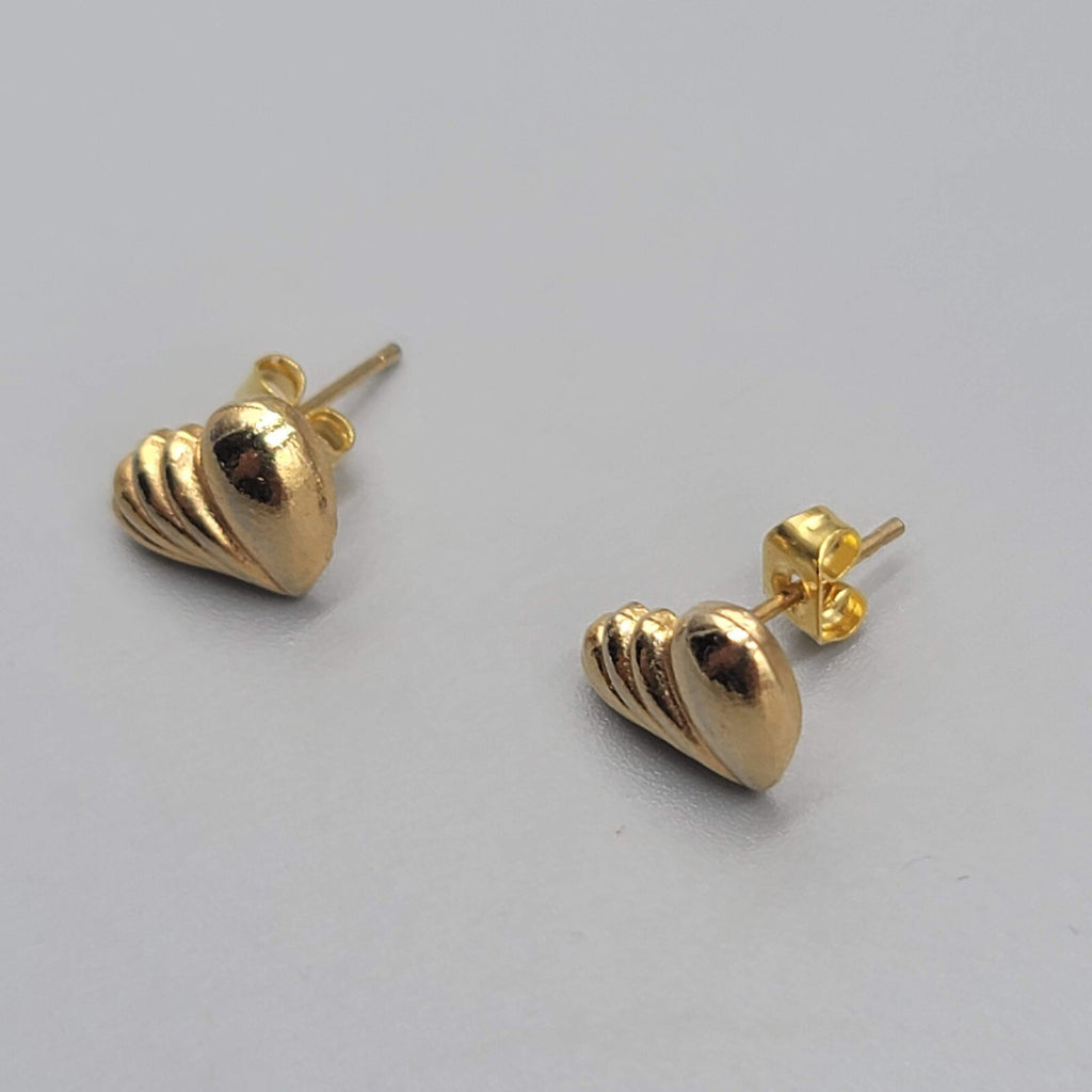Heart Studs Pierced Earrings Gold Plated 1/4"