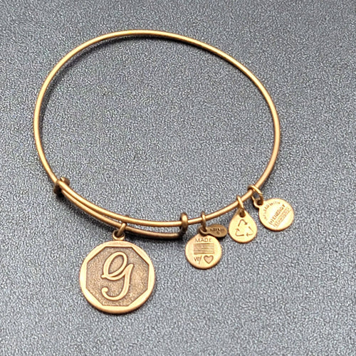 Alex and Ani Charm Bracelet Lot Monogram G Gold tone