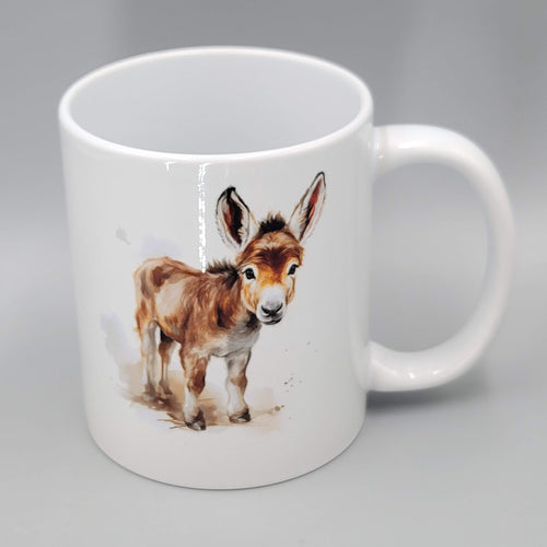 Cute Donkey Coffee Mug Artsy Ceramic White Tea Cup