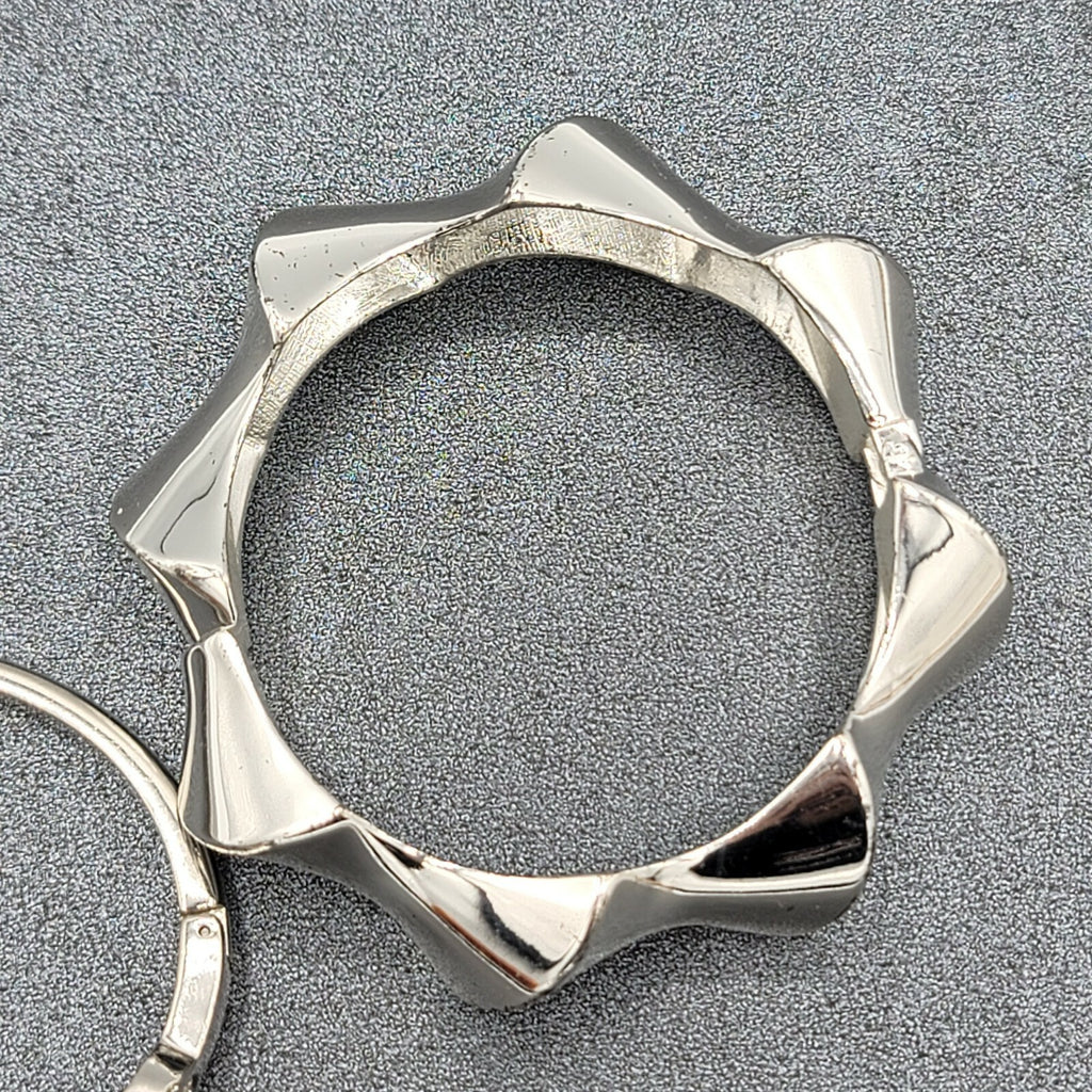 Lot of 2 Clamper Hinged Bracelets Silver Tone Womens Jewelry Rhinestone