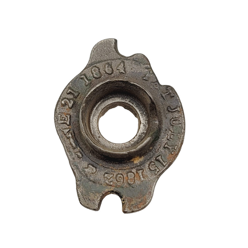 Antique 1862 Door Knob Embossed Escutcheon Rosette Cast Iron Salvage Hardware