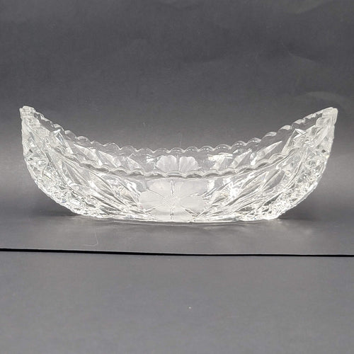 Brilliant Cut Glass Celery Dish Floral Saw Tooth Rim Flower Daisy 8 in