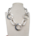 Mark Necklace Silver tone Large White Links 16"+