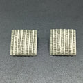 Pierced Earrings Silver tone Corrugated Metal Square Drop 1 1/8"