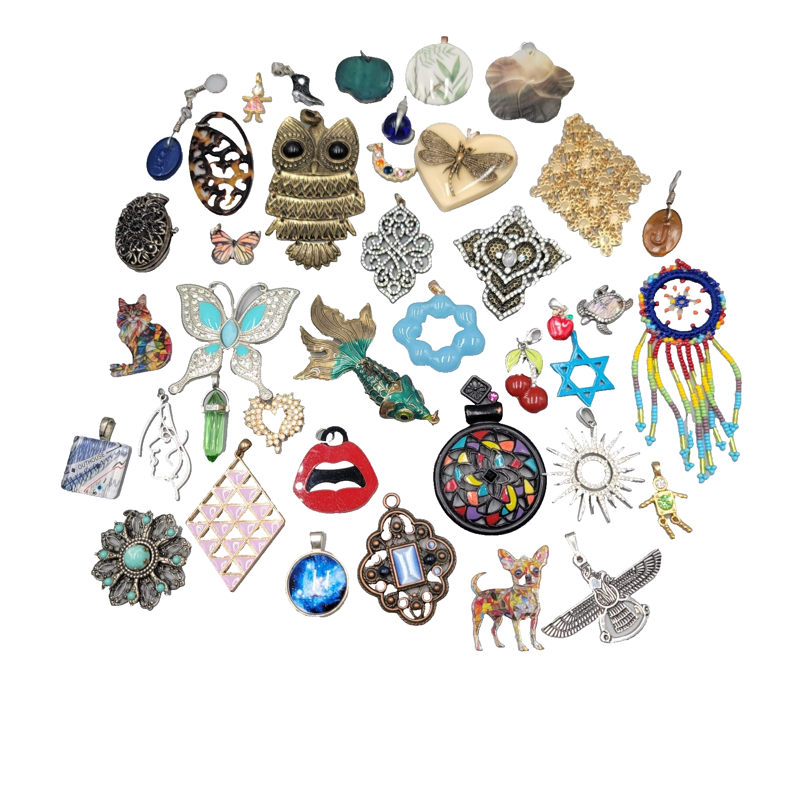 All FUN Modern Pendant Lot of 40 Animals Art Funky Statement Various Styles