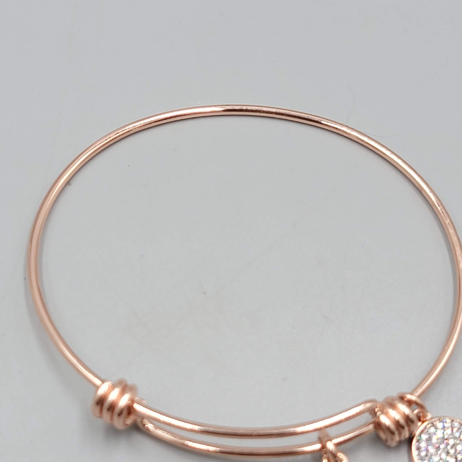 LA Rose Gold Tone Friends Forever Charm Bracelet Bangle  7.75"
