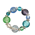 Multicolor Art Glass Bead Bracelet Small 6.5" Elastic