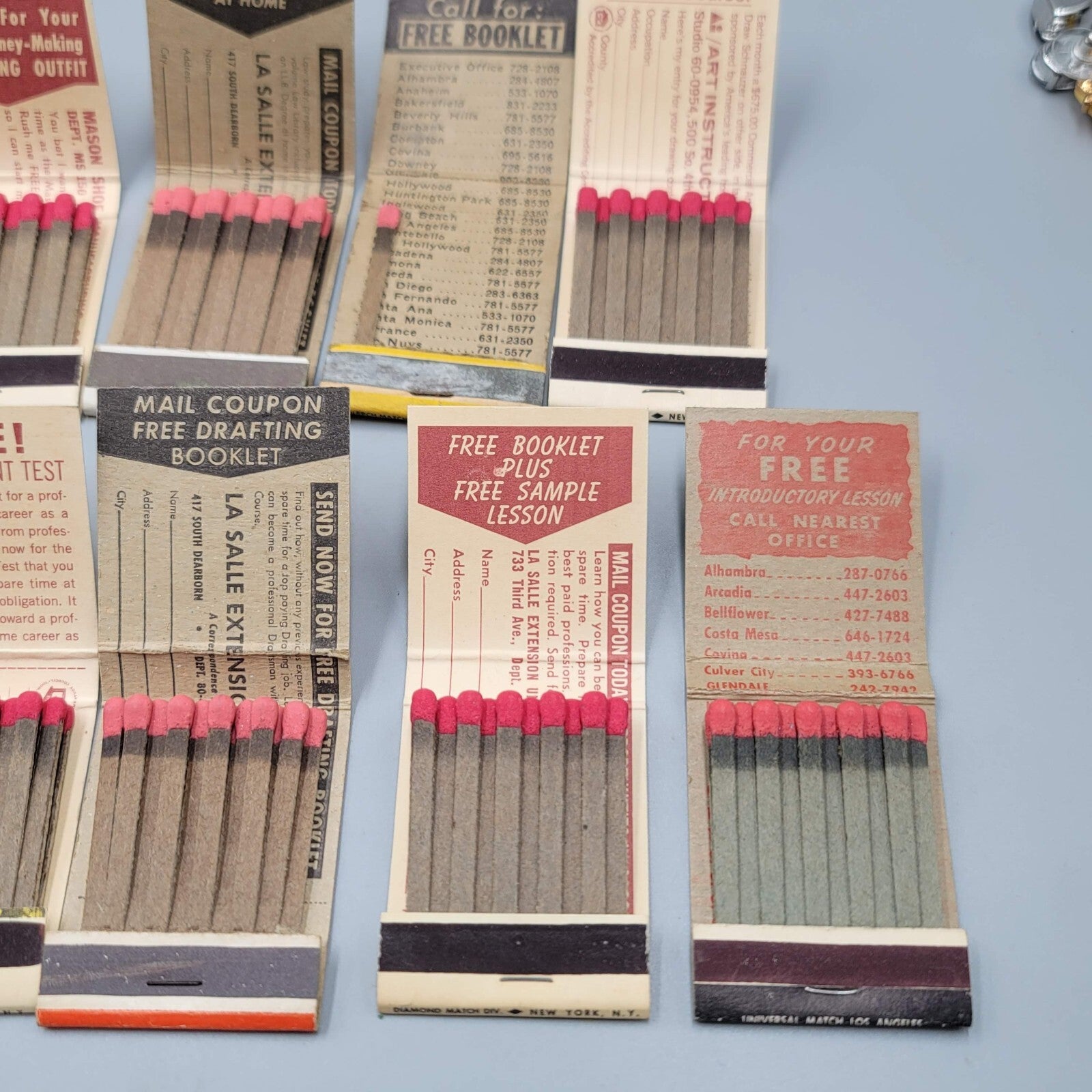 Vintage Matchbook Variety Lot of 11 Study Law Driving School High School