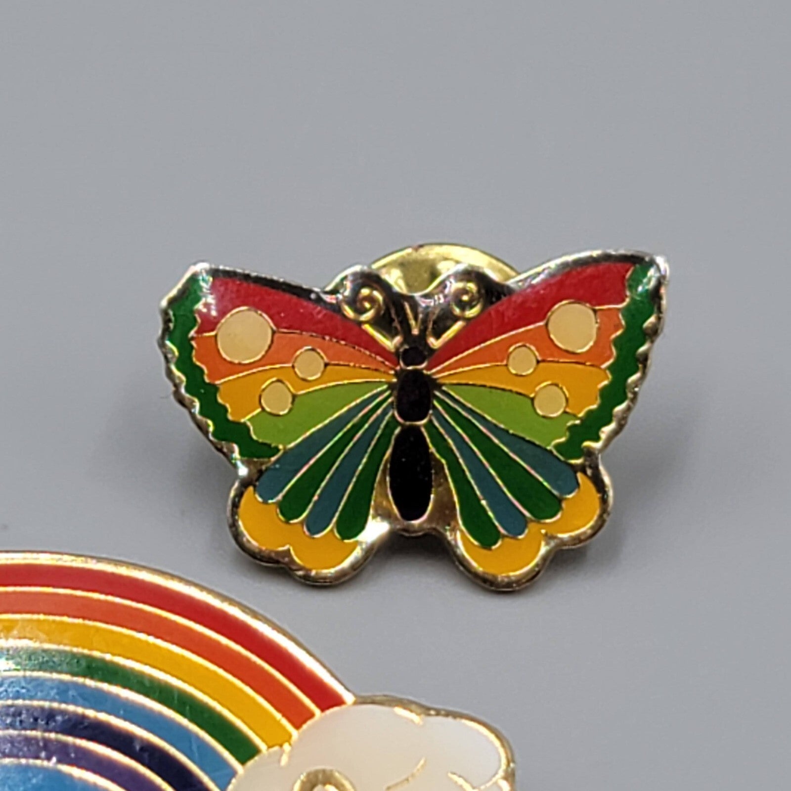 Enamel Pin Lot of 2 Rainbow Butterfly Ankh Lapel Hat Pride
