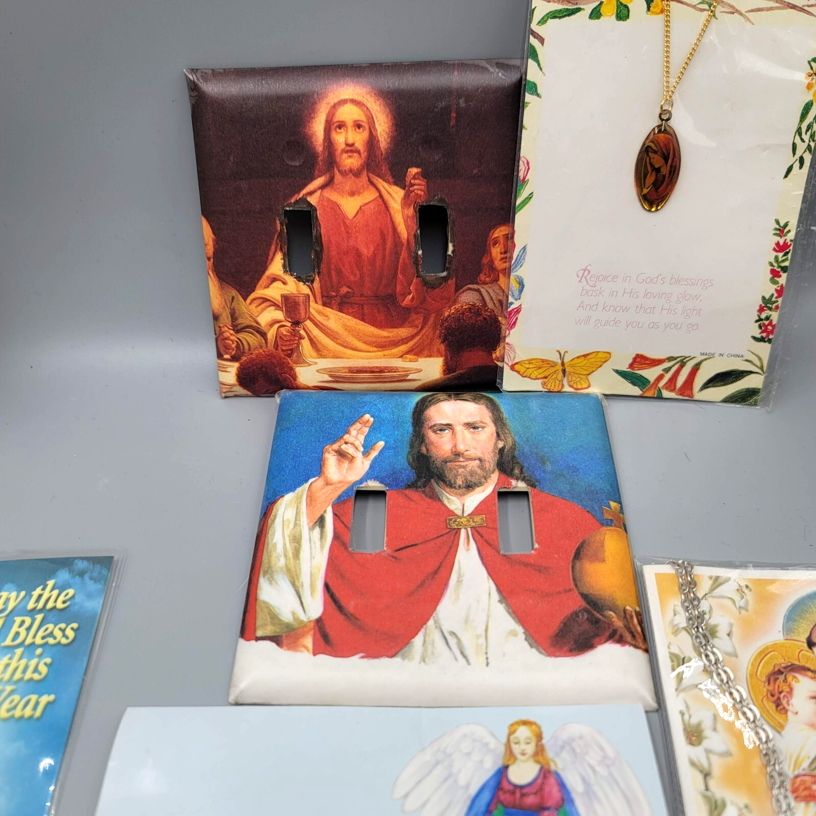 Vintage Catholic Religious Collection Lot Prayer Cards Necklaces Rosary