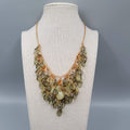 Water Fall Bead Necklace Green Orange Acrylic Beads Gold tone 16"-19"