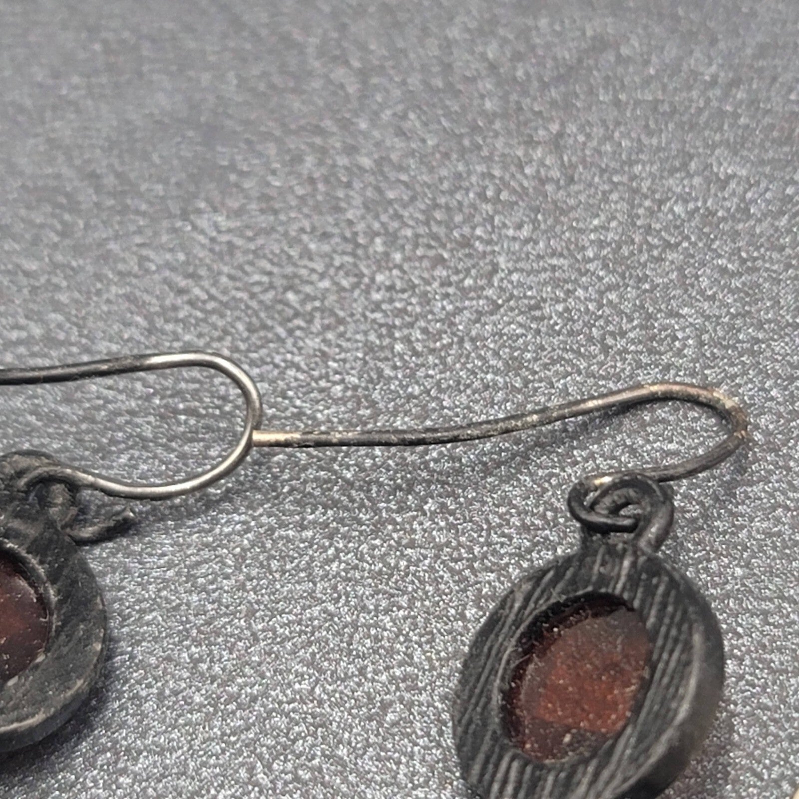 Pierced Earrings Black Metal Orange Yellow Acrylic Dangle 1.5"