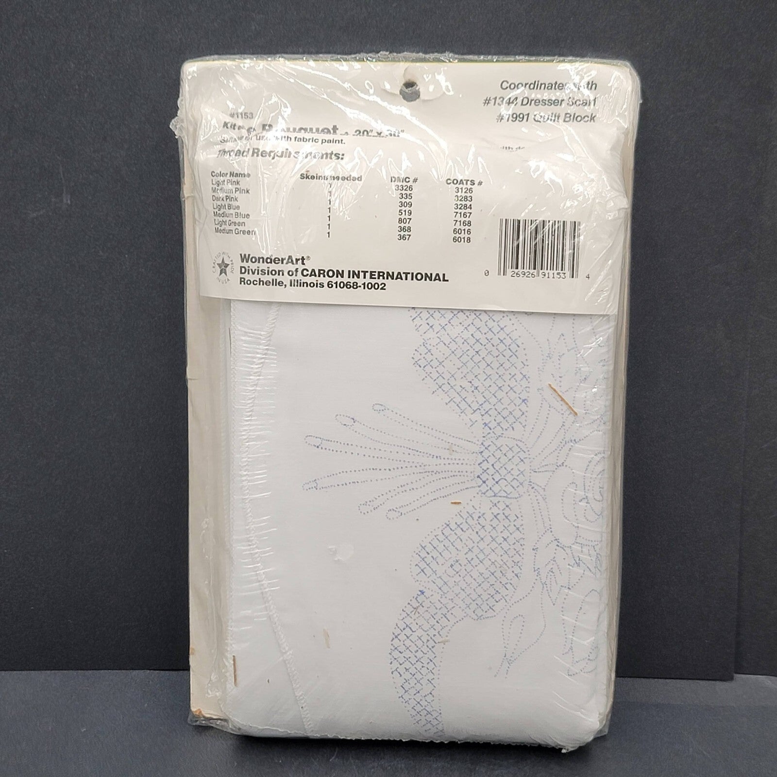 Wonder Arts 1153 Stamped Embroidery Perle Pair Pillowcase Kit New Old Stock