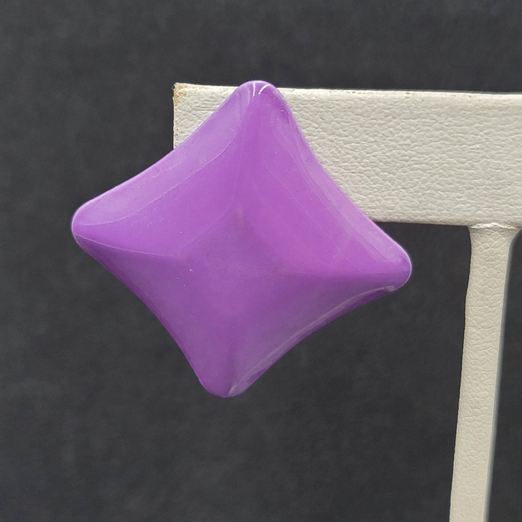 Vintage Pierced Earrings 80s Geometic Purple Enamel over Metal Drop 1 3/8"