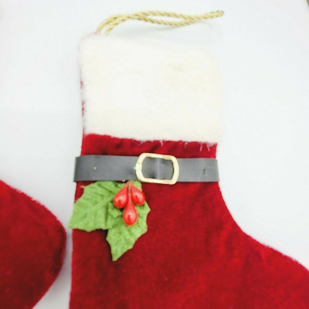 Lot of 2 Red Velvet Christmas stockings Ornaments Gifts 5 in