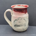 Cerberus Dog Handmade Pottery Coffee Mug Mythical Beast Red Gray Blue