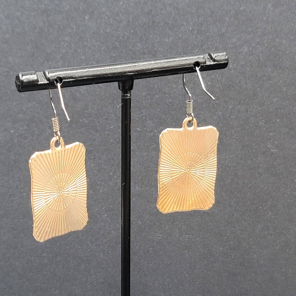Tarot Card Pierced Earrings JUDGEMENT 3 Swords Gold tone Black 1"