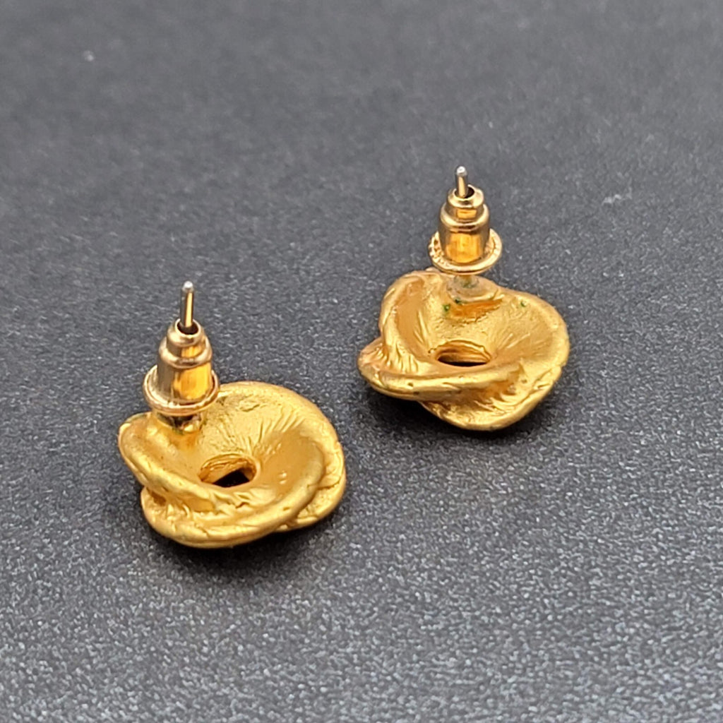 Pierced Earrings Gold Plated Knot Studs  1/2"