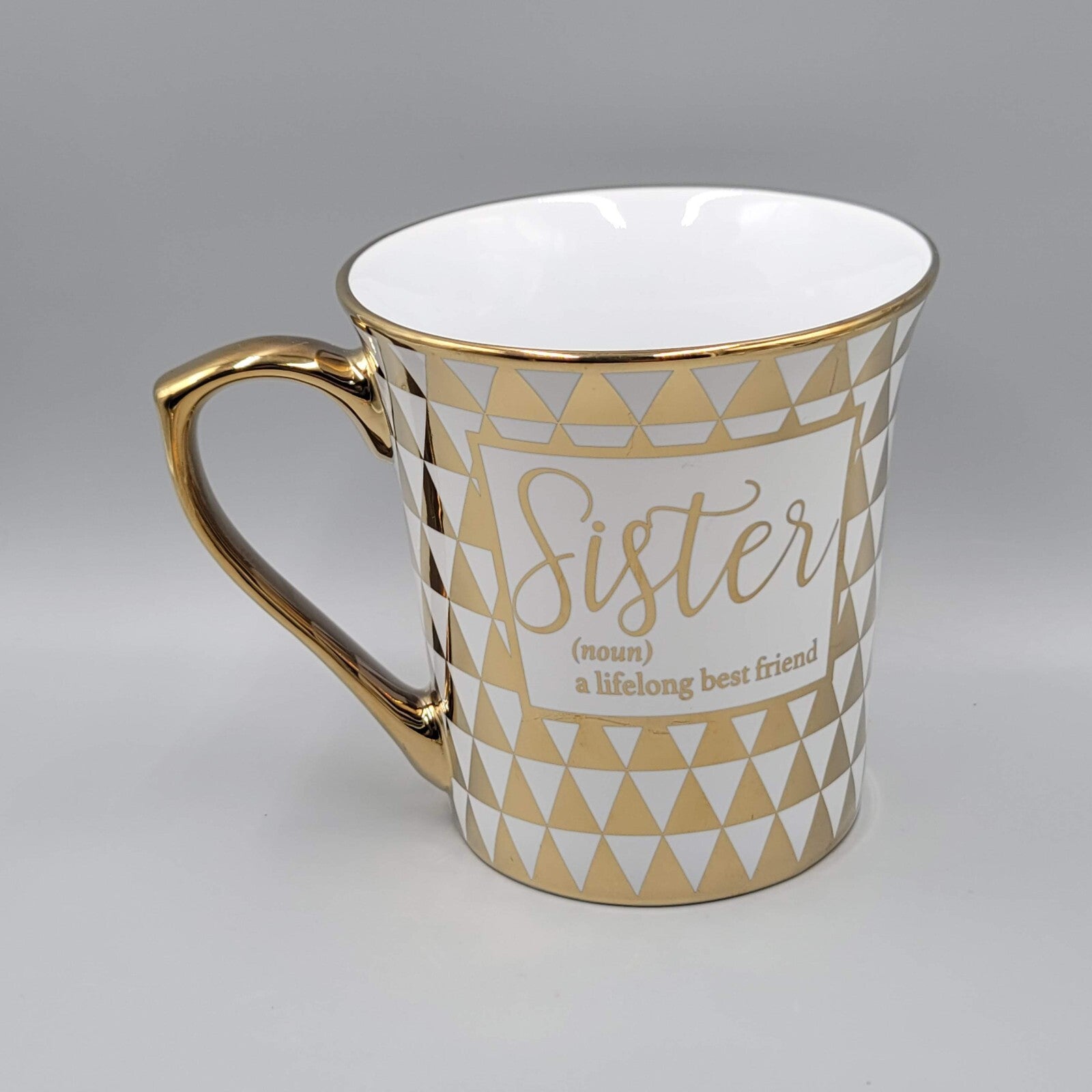 SISTER a Lifelong friend Coffee Mug White and Gold Bebe Large Size