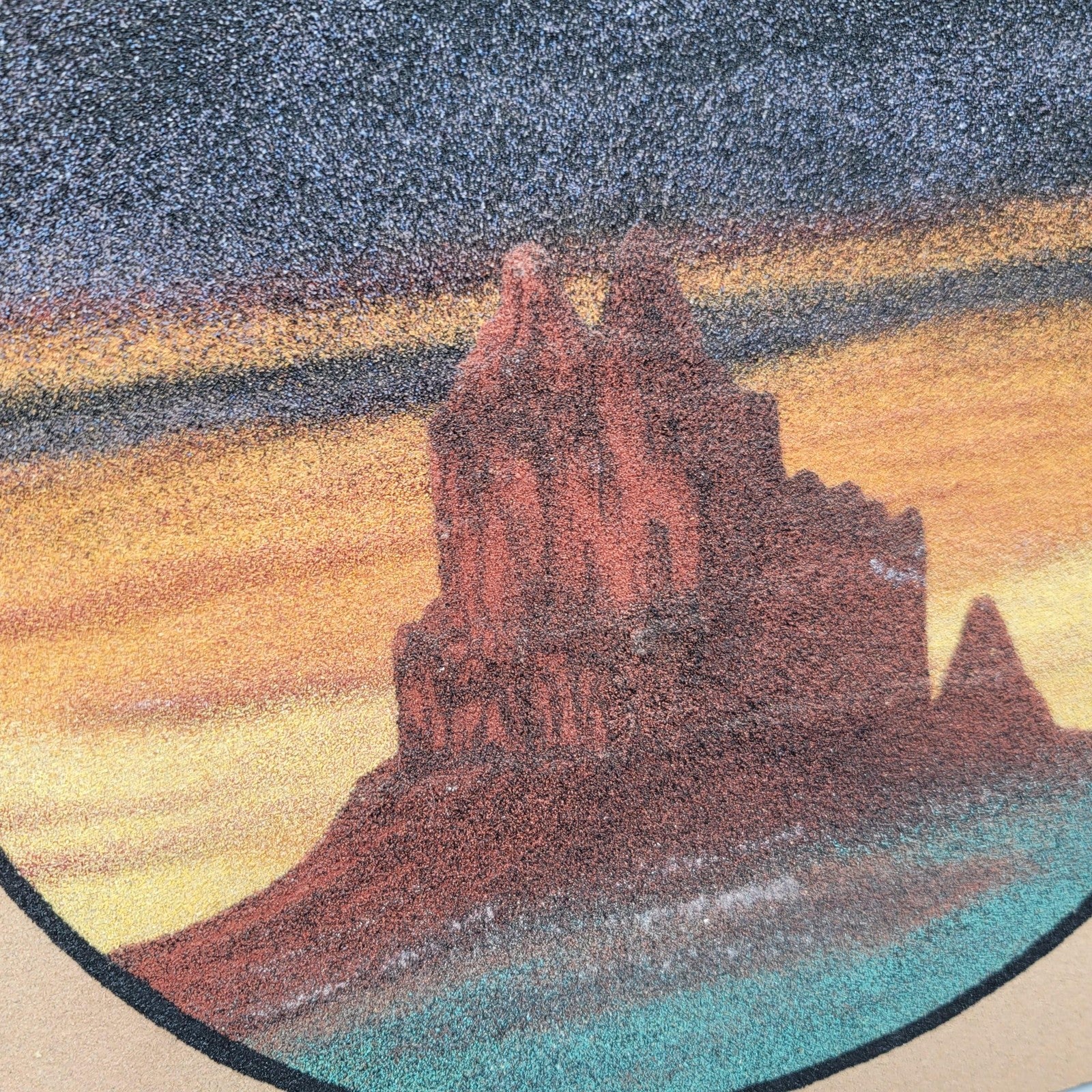 Albert Lee Shiprock NM Sand Painting Original Art on Board Signed USA Sunset 12"