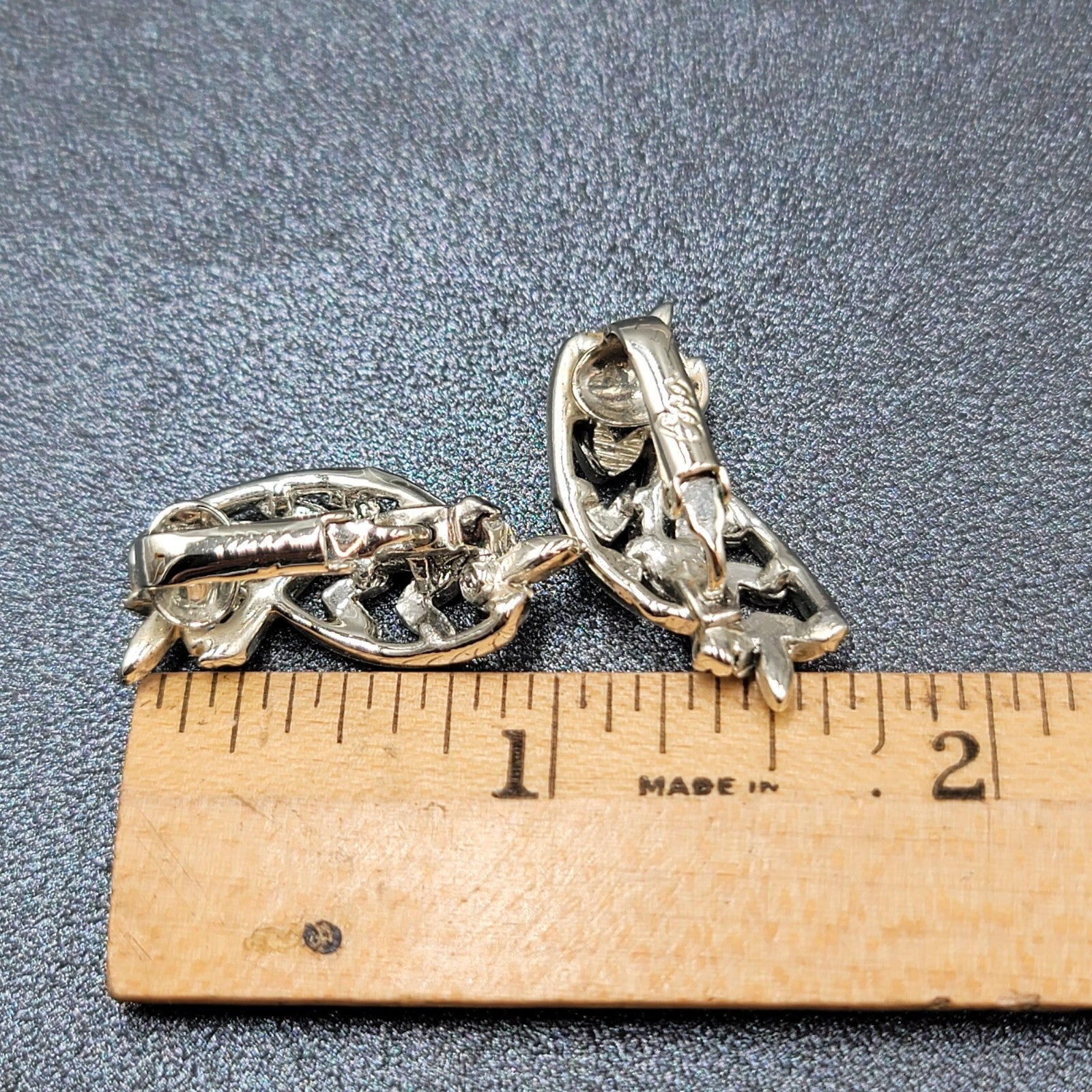 Vintage Coro Clip on Earrings Light Blue Enamel Silver tone Drop 1"
