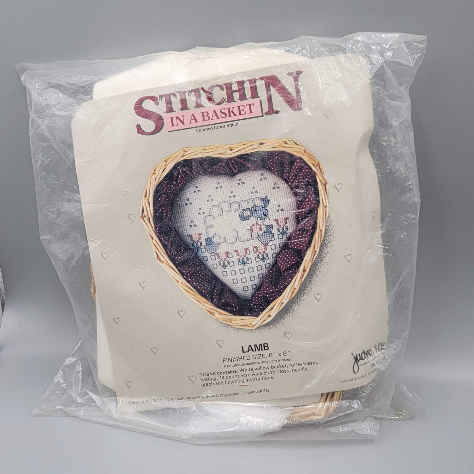 Stitchin in a Basket Judee and Co LAMB Cross Stitch Kit NEW