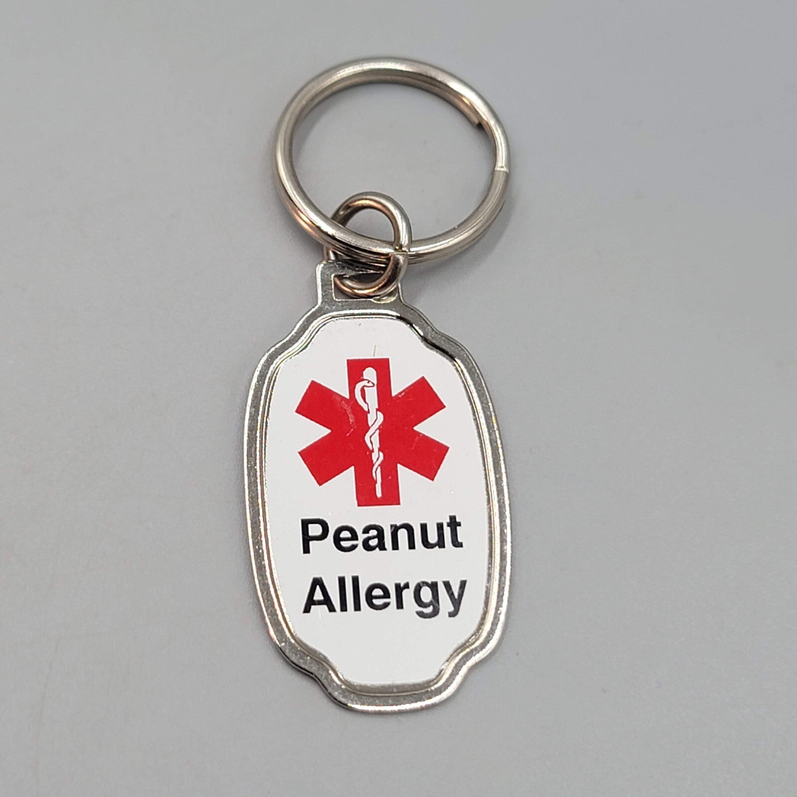 Peanut Allergy Keychain Keyring Stainless Steel Key Holder Allergies