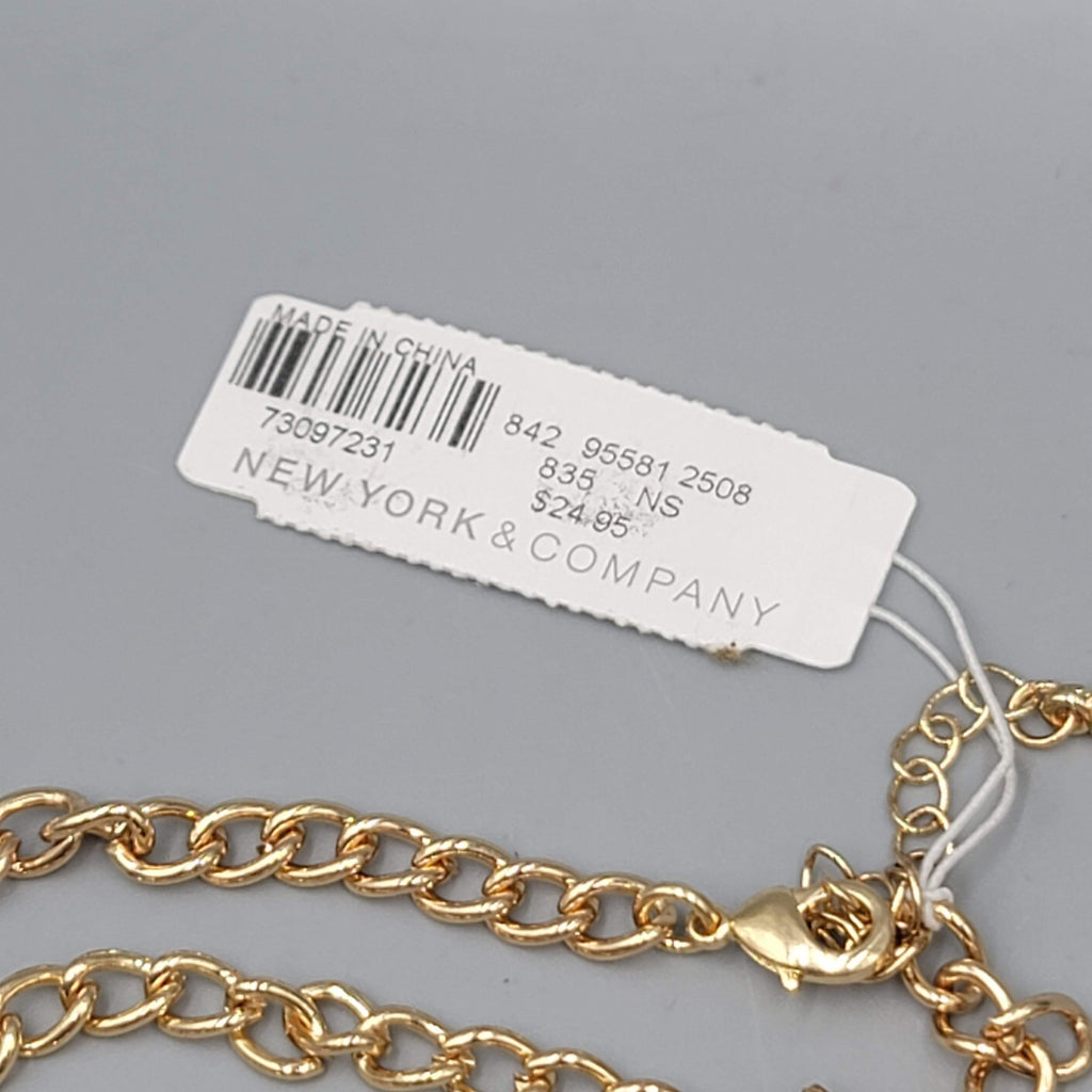New York & Company Necklace Multi Strand Statement Rectangular Gold Tone 18 Inch