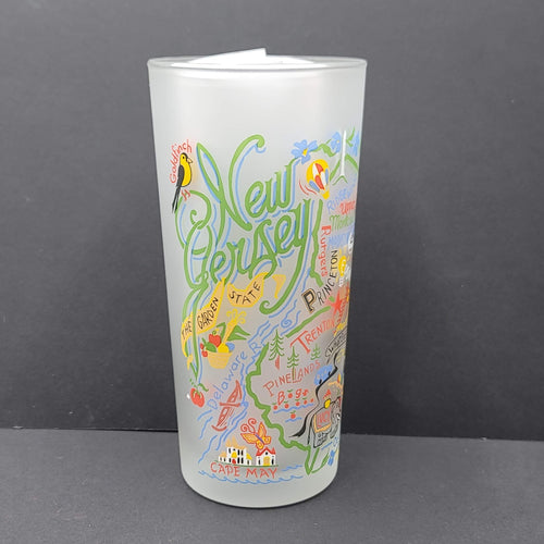 Cat Studio Geography New Jersey Frosted Drinking Glass Tumbler 6"