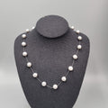Sterling Silver Real Gray Pearl Station Necklace 16"