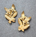 Vintage Clip on Earrings Gold tone Flower Leaves Climbers 1 3/8"
