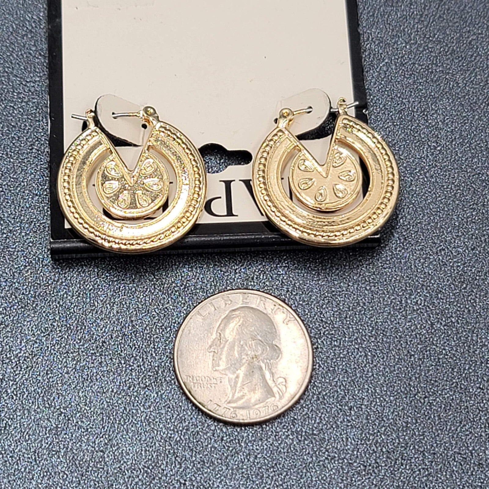 Vintage Napier Pierced Earrings Watermelon Hoops Gold tone Enamel 1" 