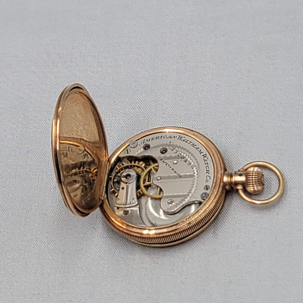 14k Yellow Gold Waltham 9 Jewel Hunter Case Pocket Watch Size 6