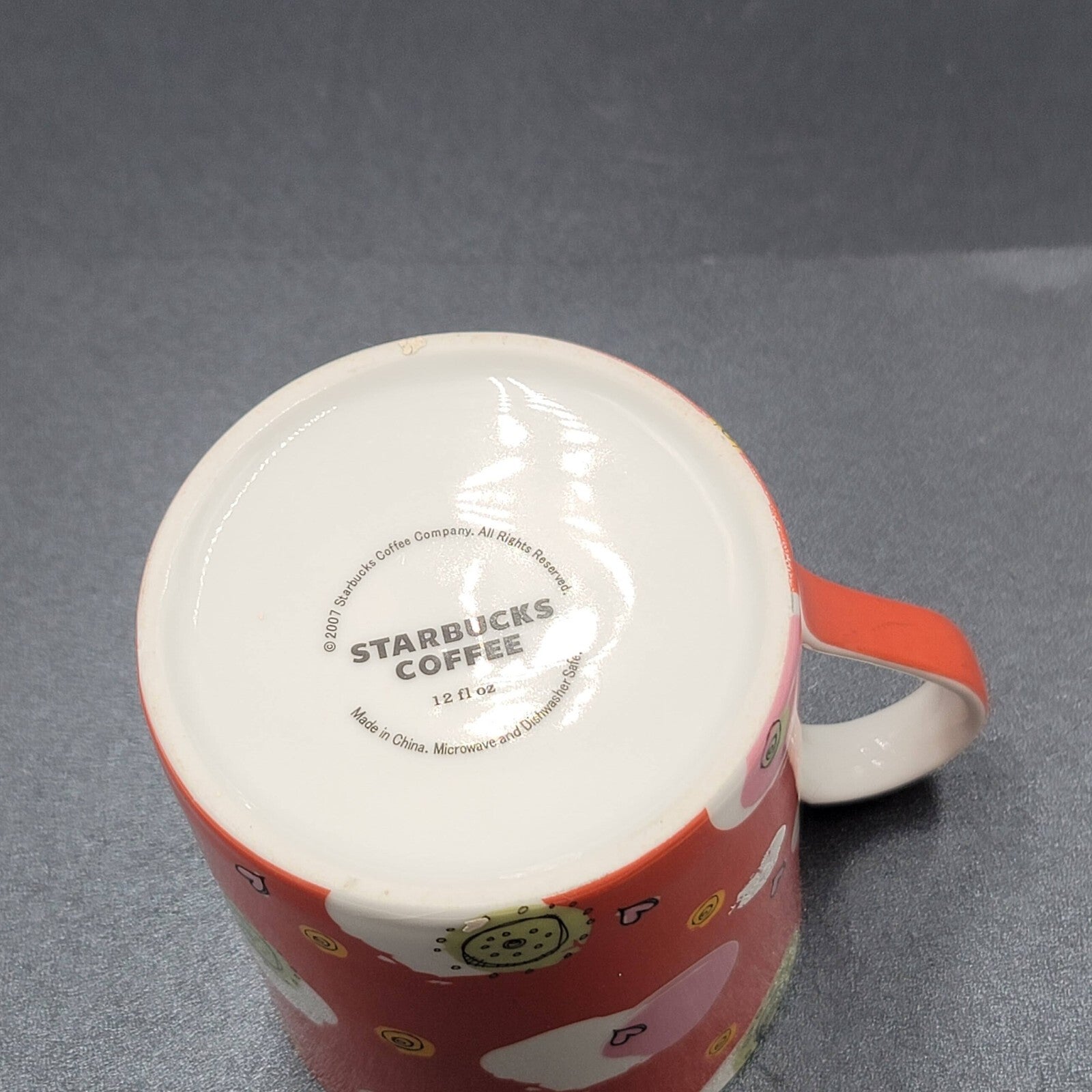 2007 Starbucks Coffee Mug Hearts Clouds Swirls Love 12 fl oz