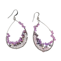 Purple Pink Gray Crystal Wrapped Teardrop Hoops Pierced Earrings 2 in