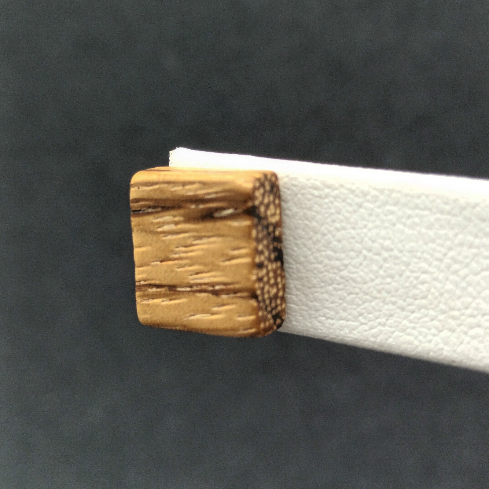 Vintage Pierced Earrings Wooden Square Block Studs  1/2"