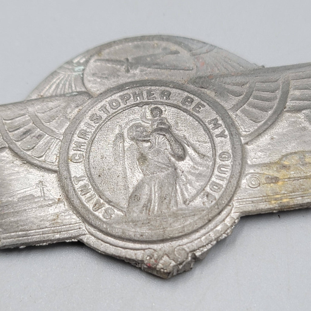 Vintage St Christopher Medal Car Visor Clip Badge Plane Boat Automobile Lot of 2